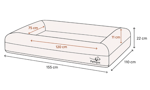 Medidas exteriores e interiores de la cama Pethijos talla XL