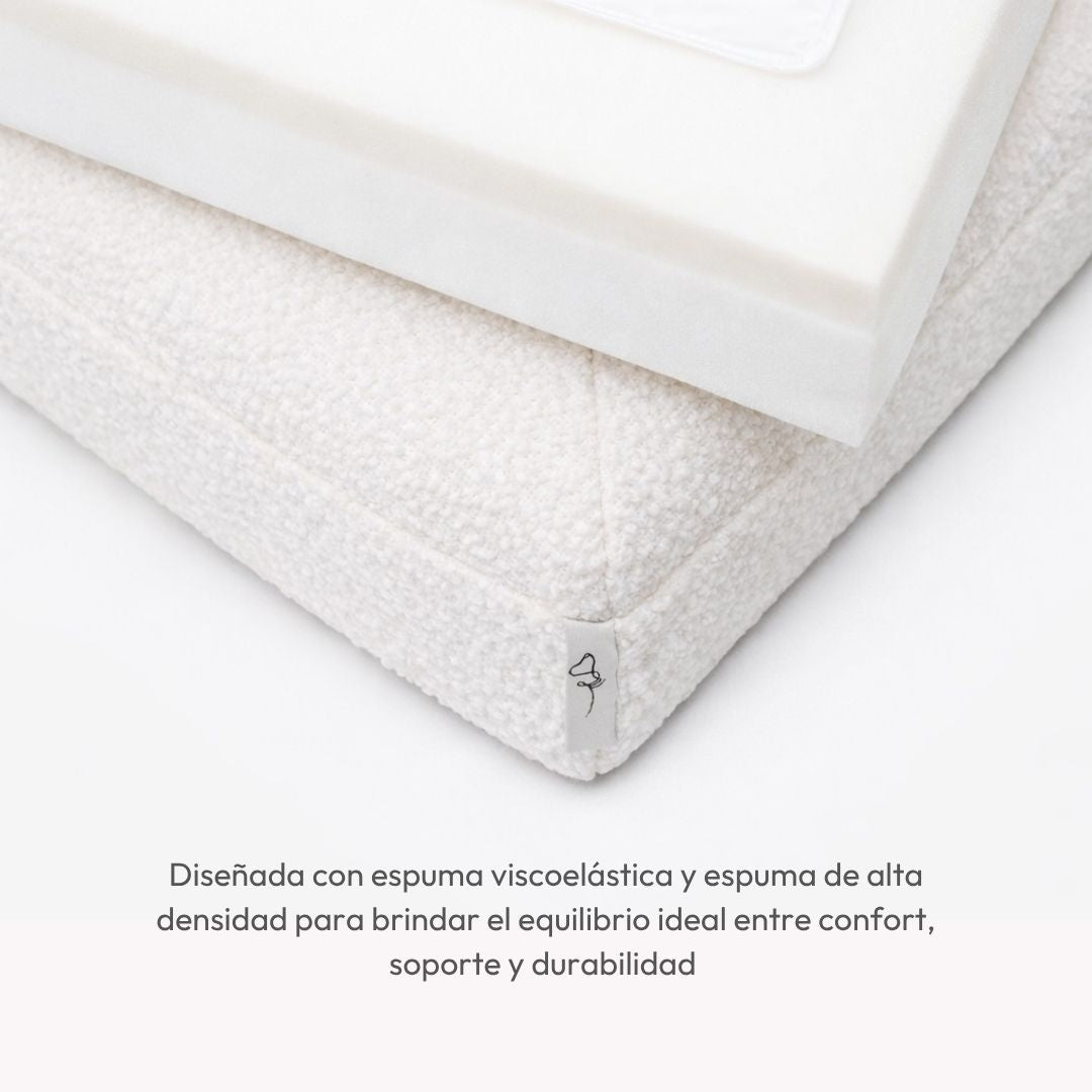 Pethijos Espana - Camas para perros ortopedicas viscoelasticas - modelo boucle blanca espuma de alta densidad confort soporte durabilidad