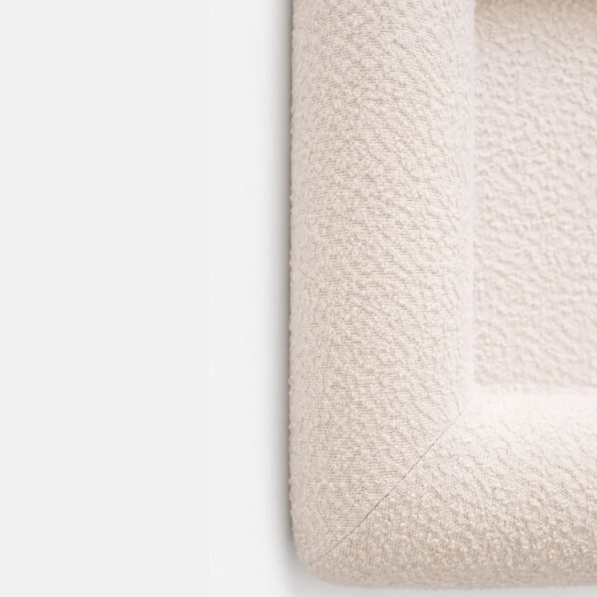Detalle del tejido de la funda Bouclé Blanca Pethijos