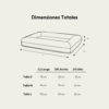 cuadro de las dimensiones de la cama incluyendo los bordes